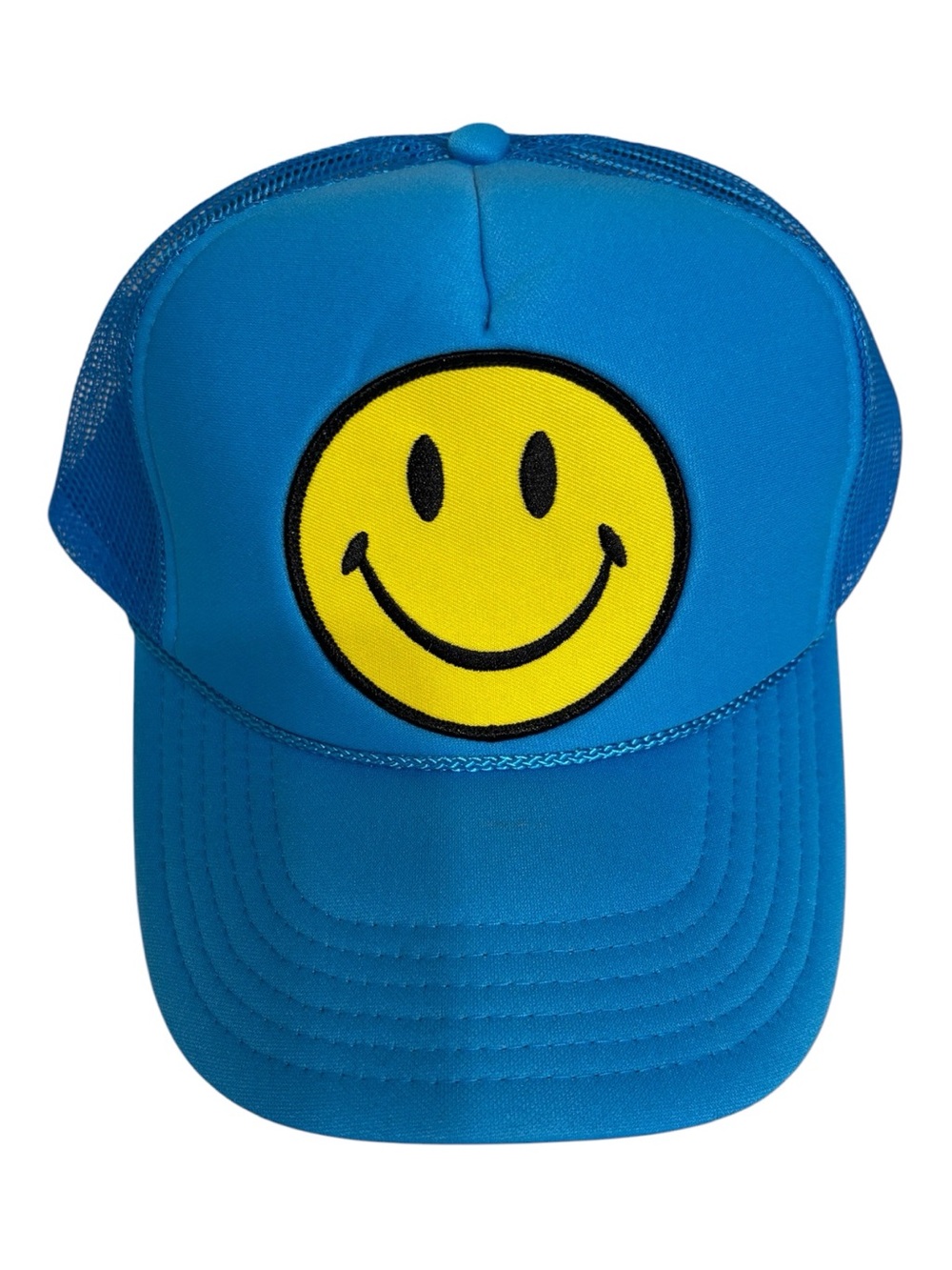 ✨ Aviator Nation Smiley Trucker Hat Neon Blue Yellow Mesh Cap BNWT